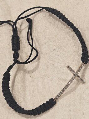 Brilliant Jewelers 480PM Diamond Pave Cross Macrame Bracelet